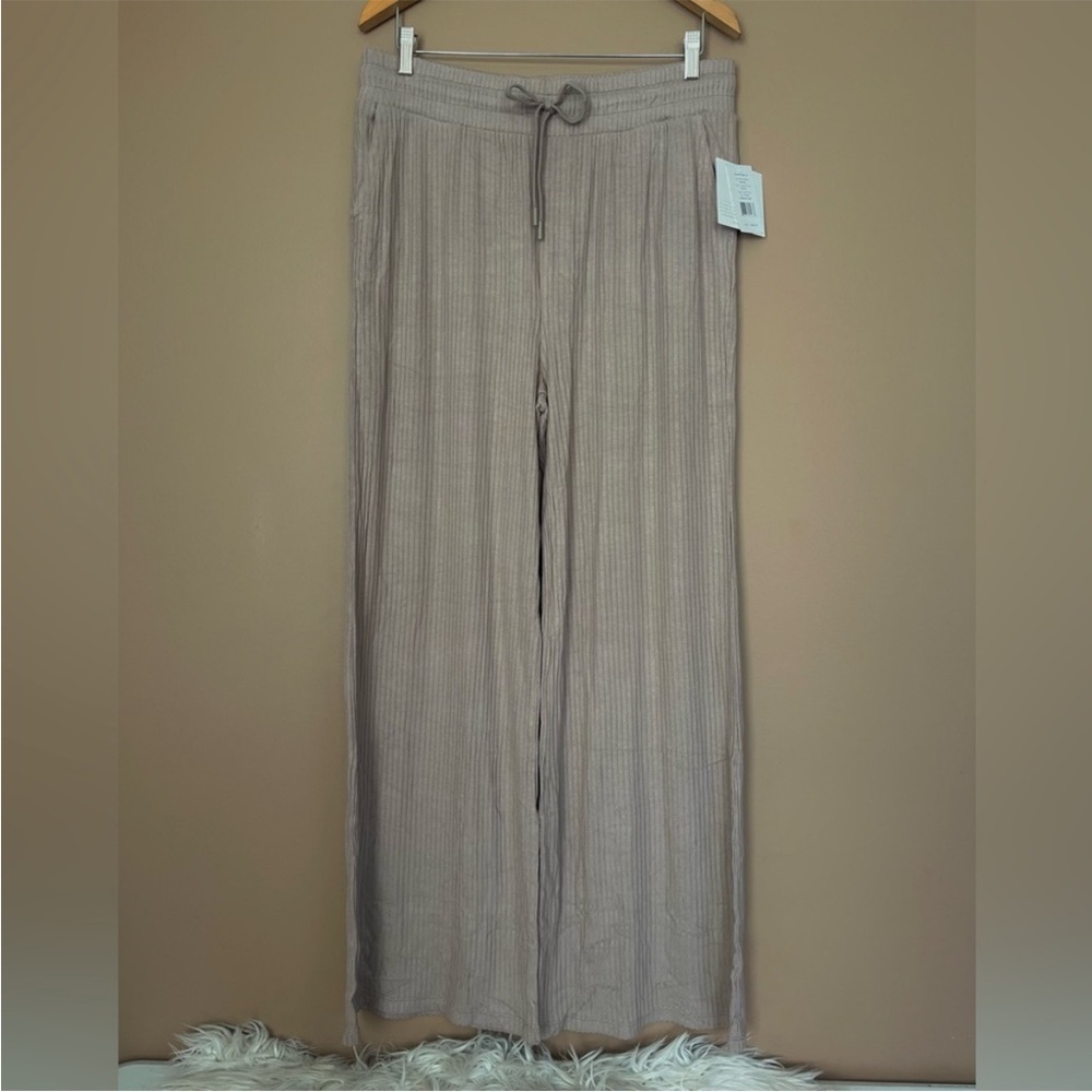 Beyond‎ Yoga Wide Leg Ribbed Lounge Pants in Taupe